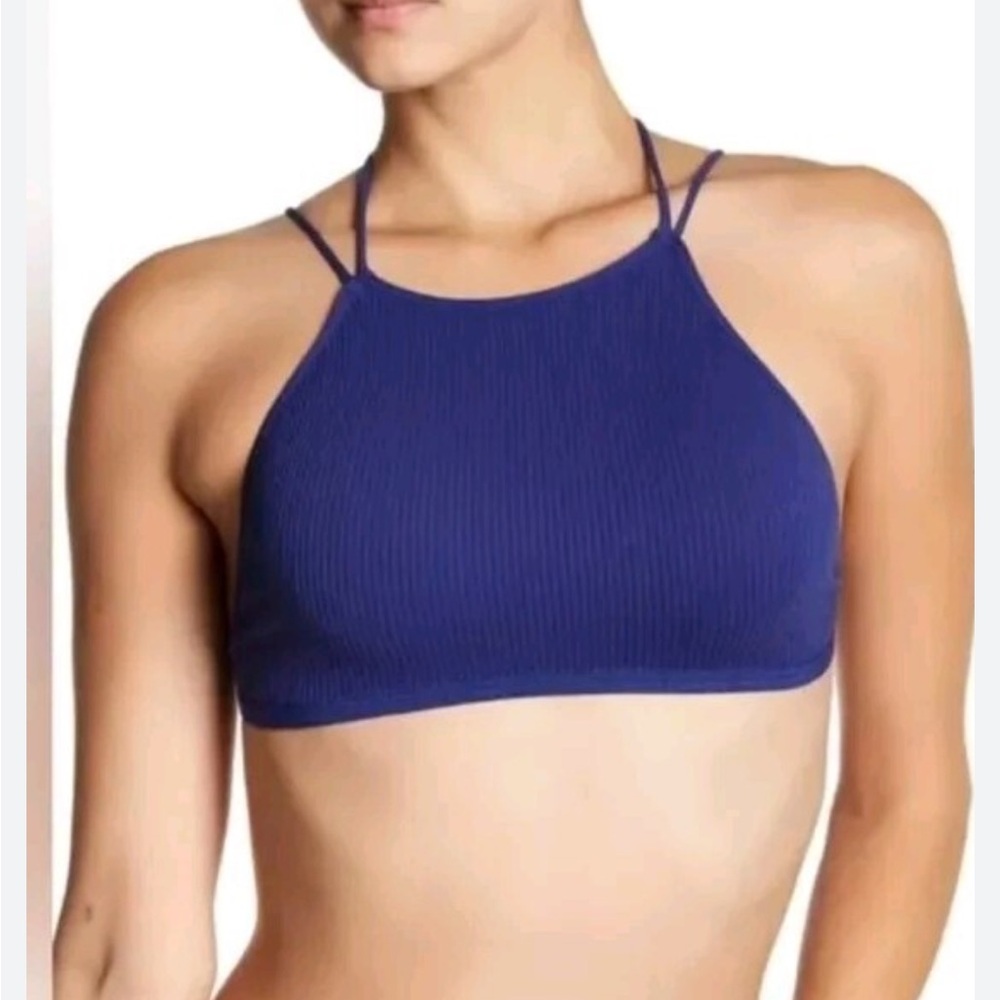 Intimately Free People Navy Ribbed Bandeau Strappy Bra Bralette XS/S - Picture 2 of 8
